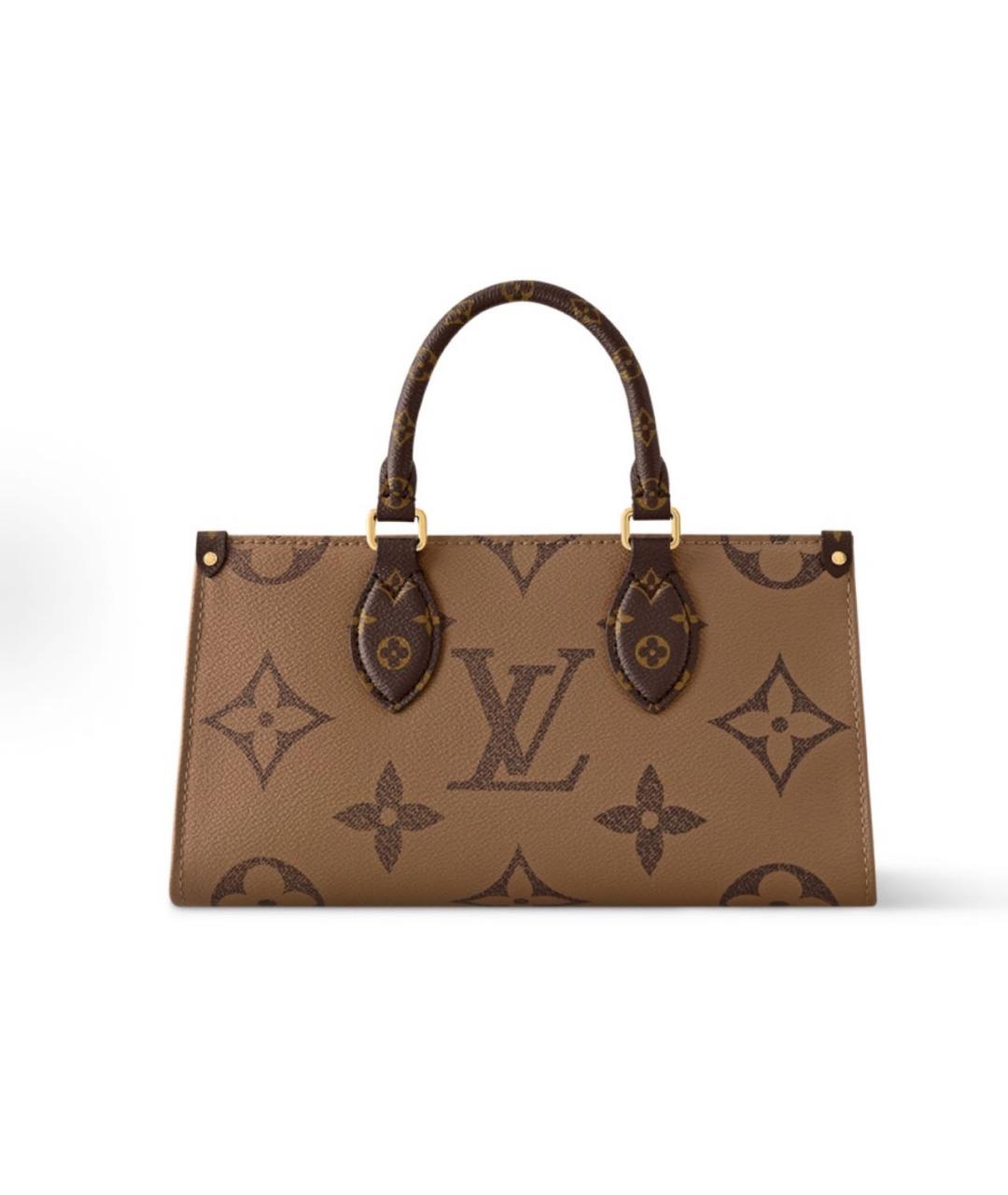 LOUIS VUITTON Коричневая кожаная сумка с короткими ручками, фото 4