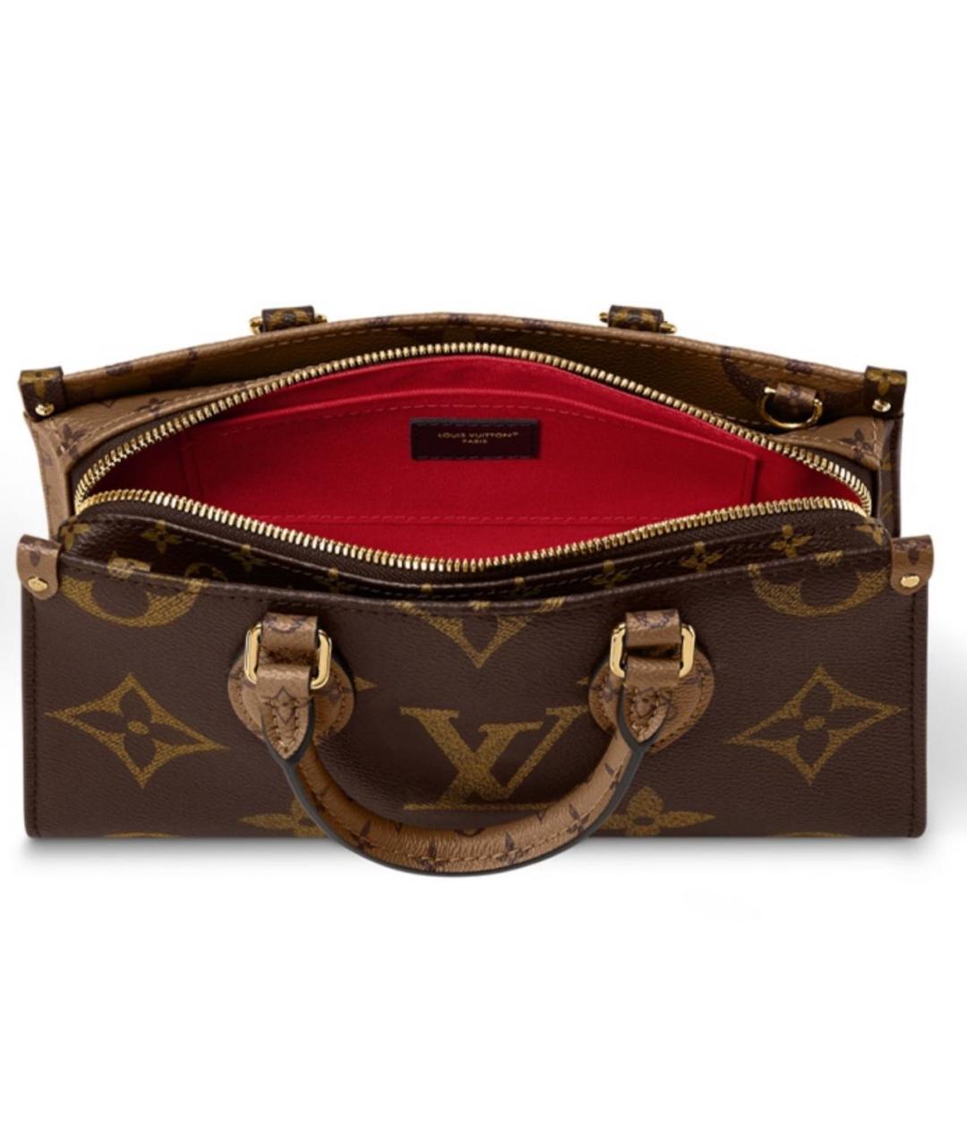 LOUIS VUITTON Коричневая кожаная сумка с короткими ручками, фото 3
