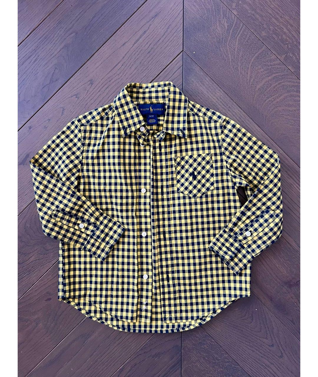 POLO RALPH LAUREN Желтая хлопковая детская рубашка, фото 4
