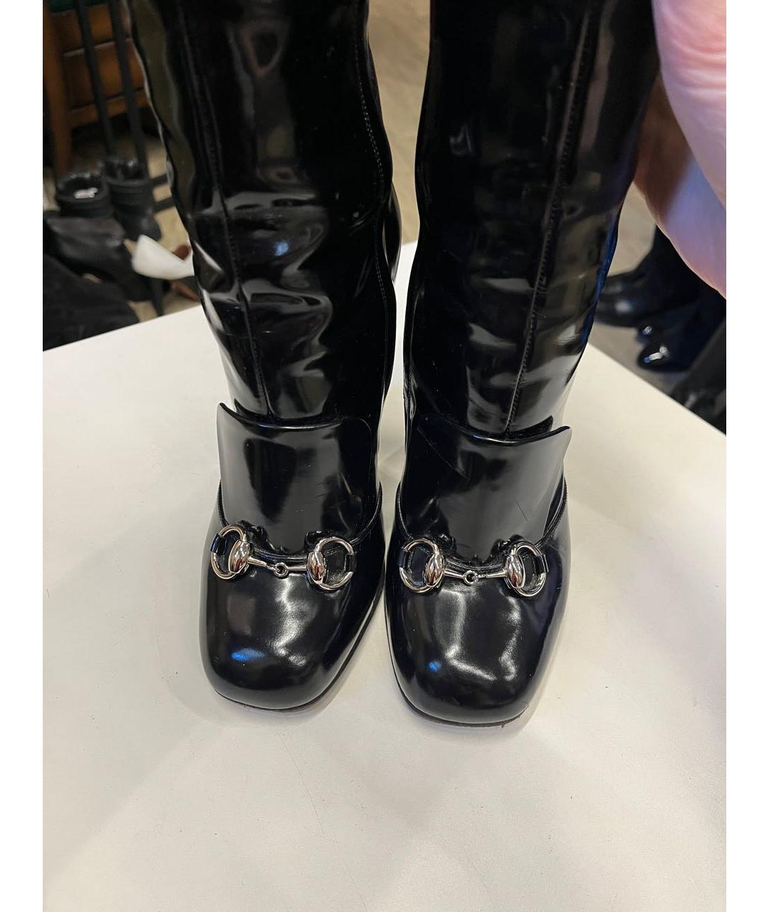 GUCCI Черные сапоги из лакированной кожи, фото 5