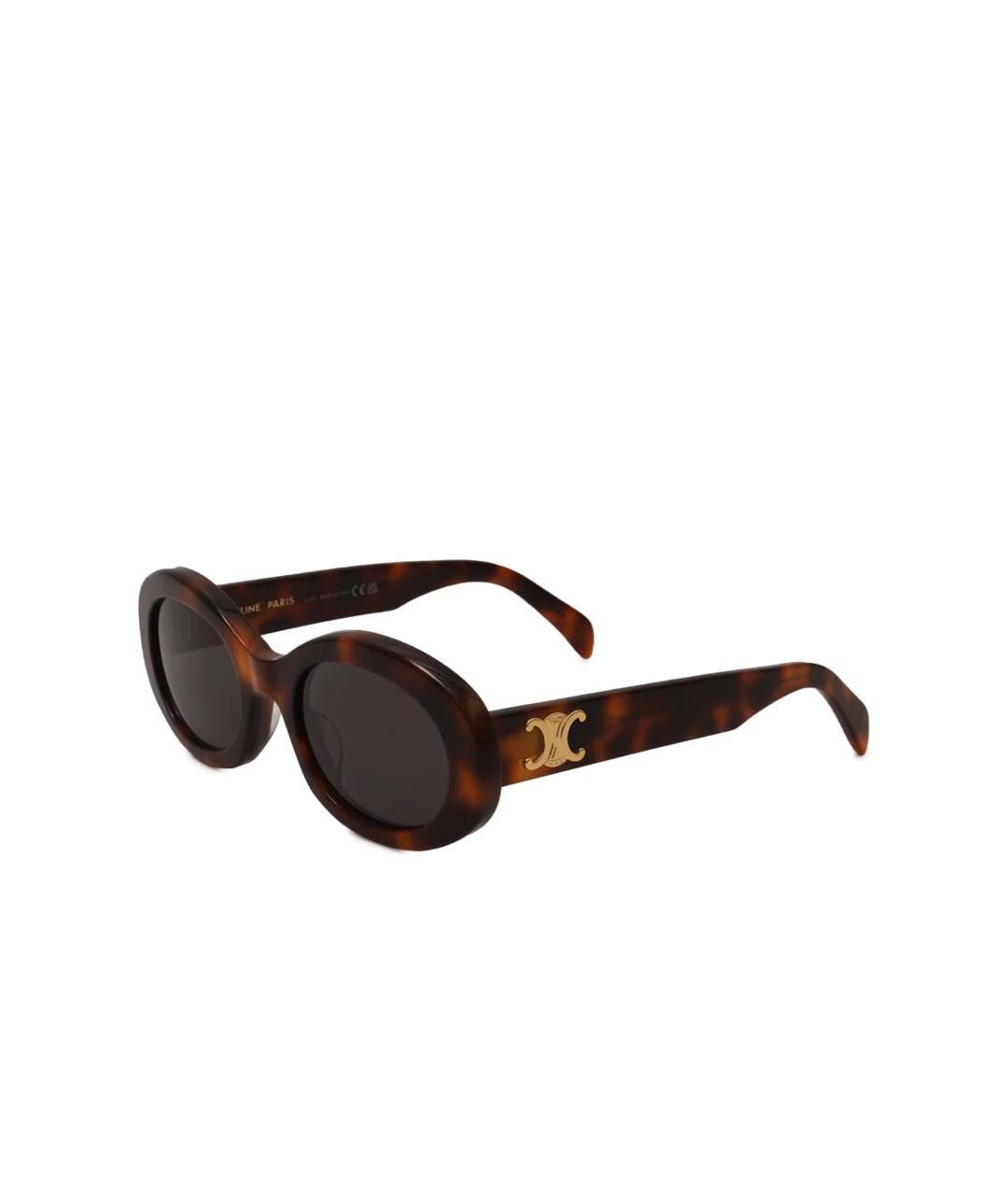 CELINE Коричневые пластиковые солнцезащитные очки, фото 1