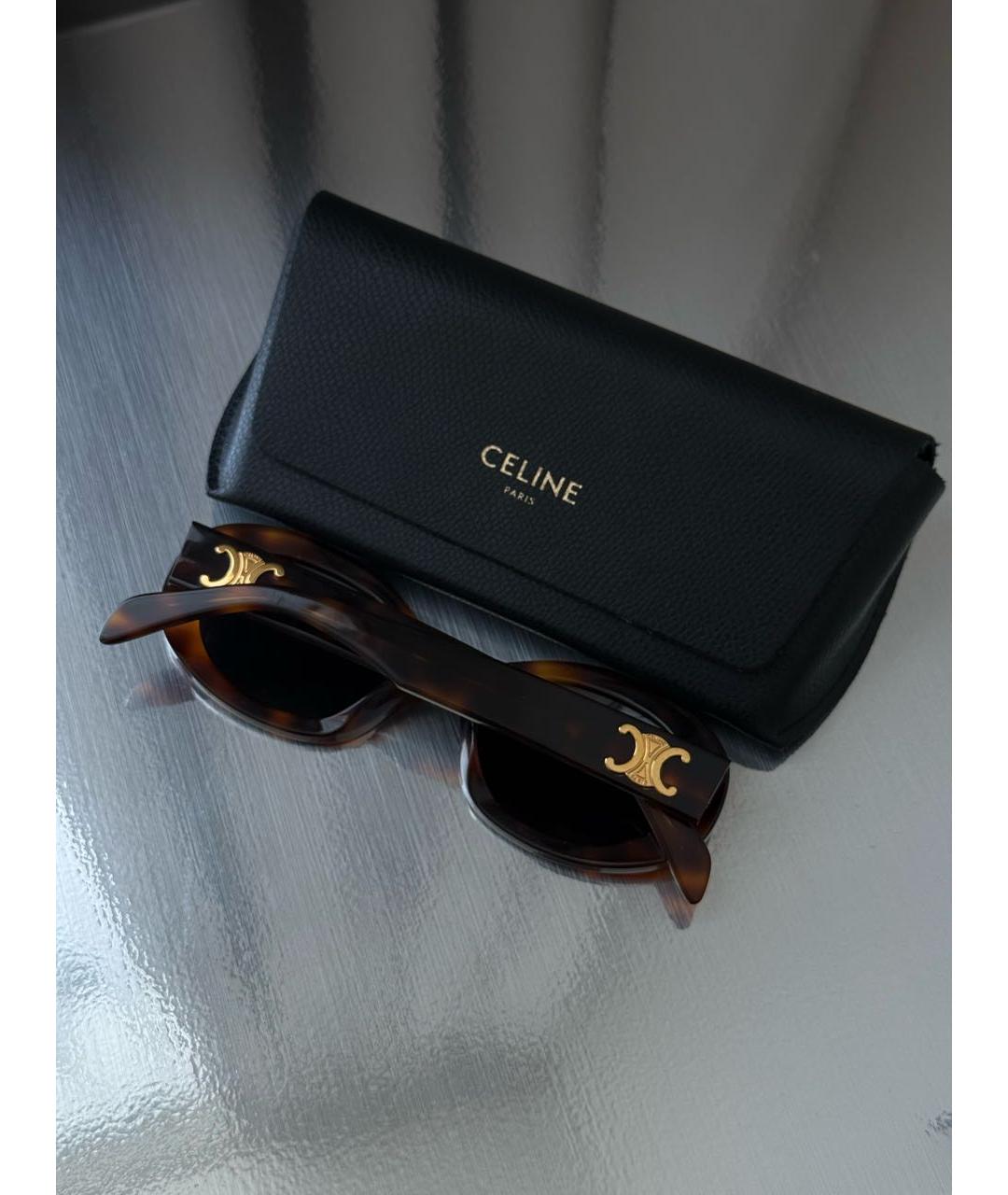 CELINE Коричневые пластиковые солнцезащитные очки, фото 4