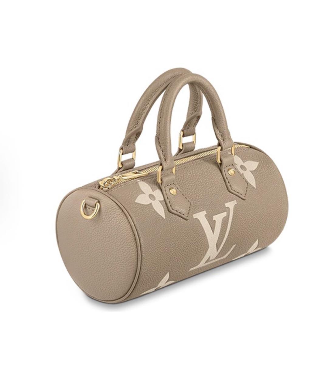 LOUIS VUITTON Бежевая кожаная сумка с короткими ручками, фото 3