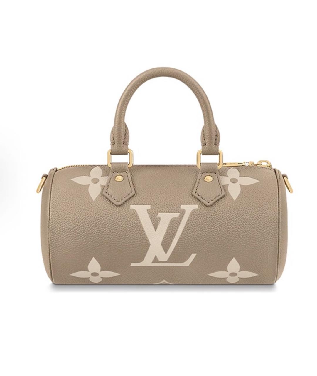 LOUIS VUITTON Бежевая кожаная сумка с короткими ручками, фото 5