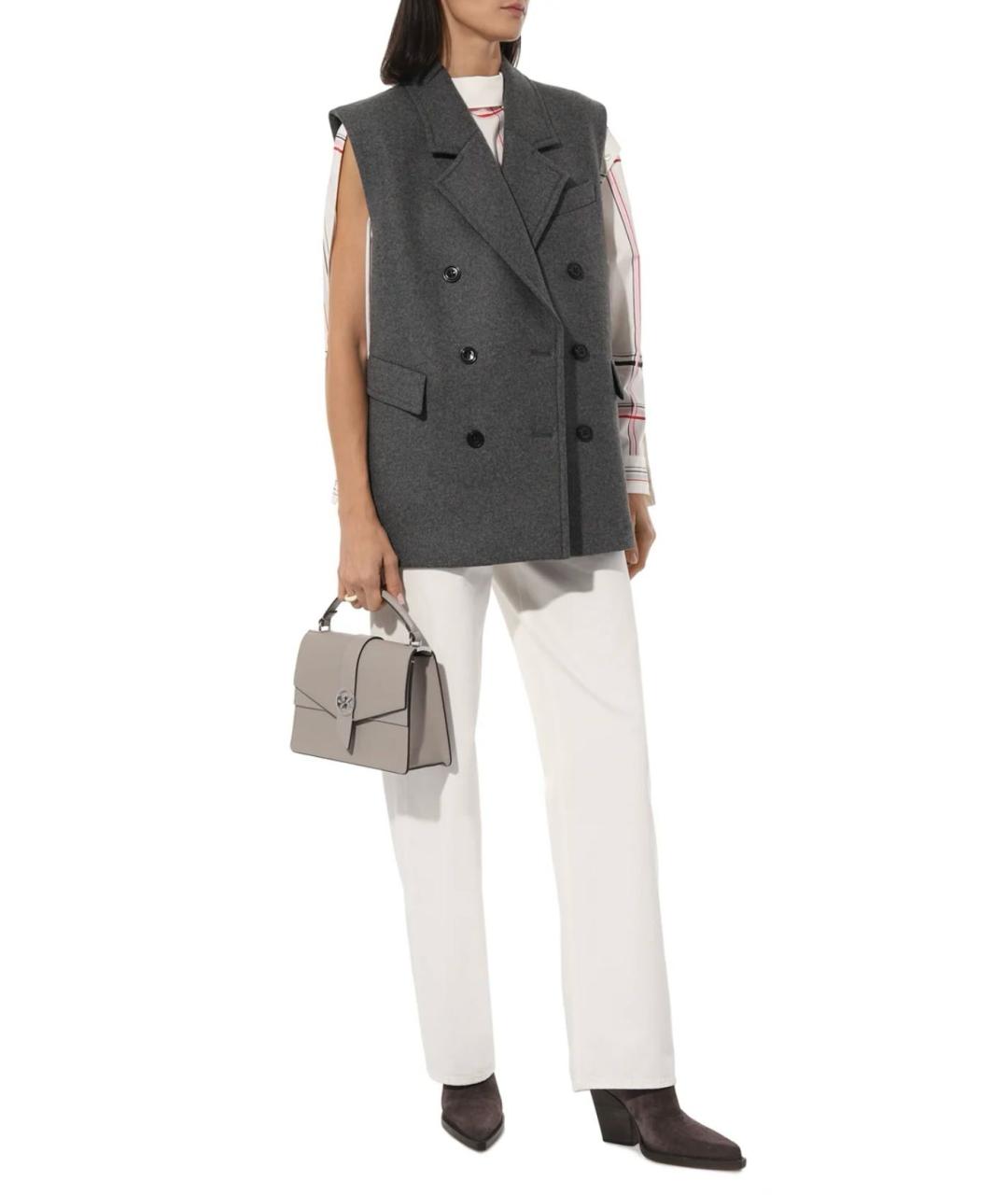 MICHAEL KORS Серая кожаная сумка с короткими ручками, фото 6