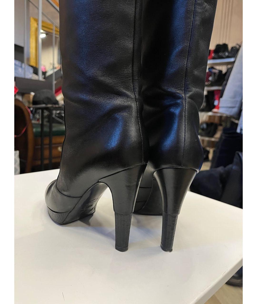 CHANEL Черные кожаные сапоги, фото 8
