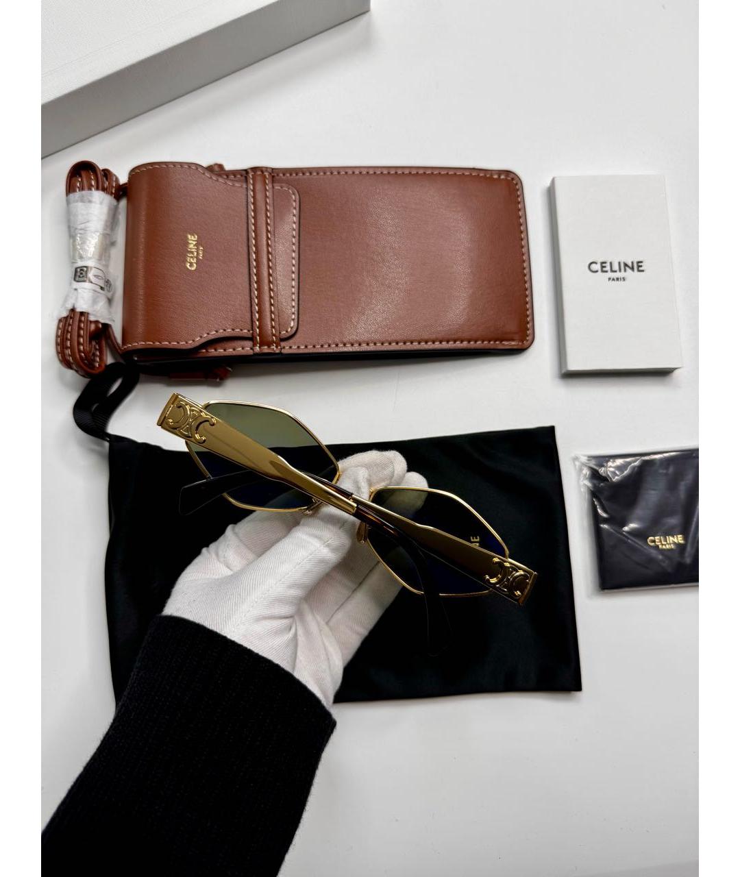 CELINE Золотые металлические солнцезащитные очки, фото 6