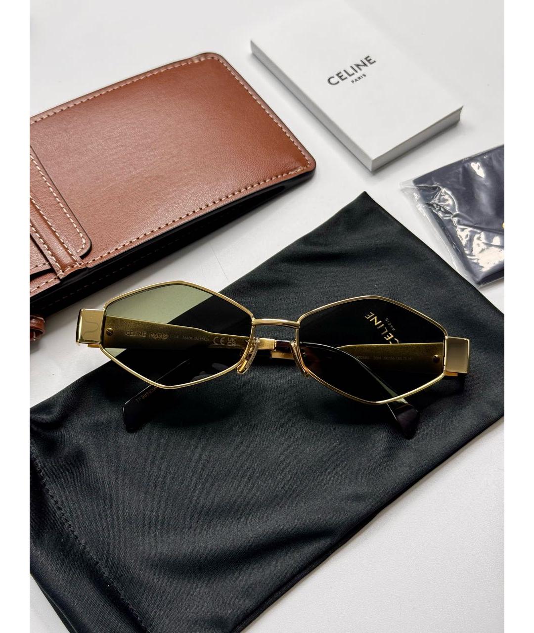 CELINE Золотые металлические солнцезащитные очки, фото 4