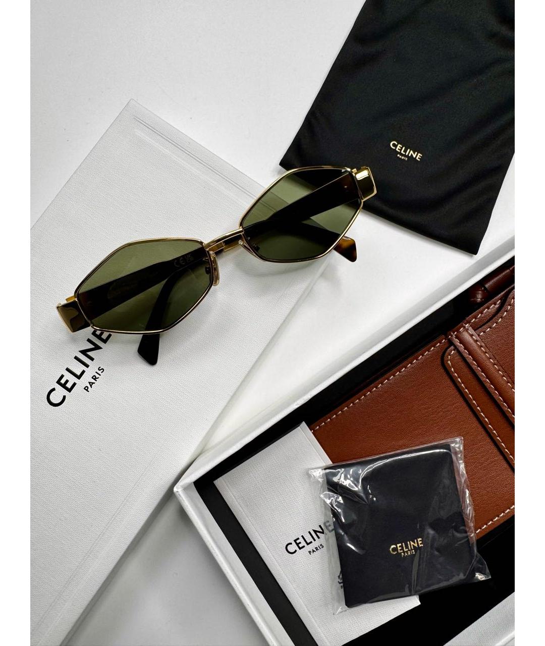 CELINE Золотые металлические солнцезащитные очки, фото 5
