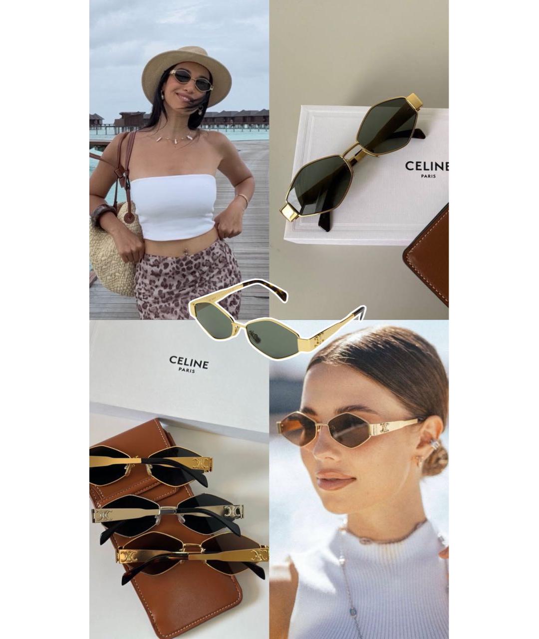 CELINE Золотые металлические солнцезащитные очки, фото 8