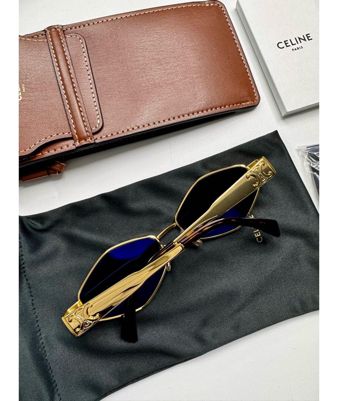 CELINE Золотые металлические солнцезащитные очки, фото 7