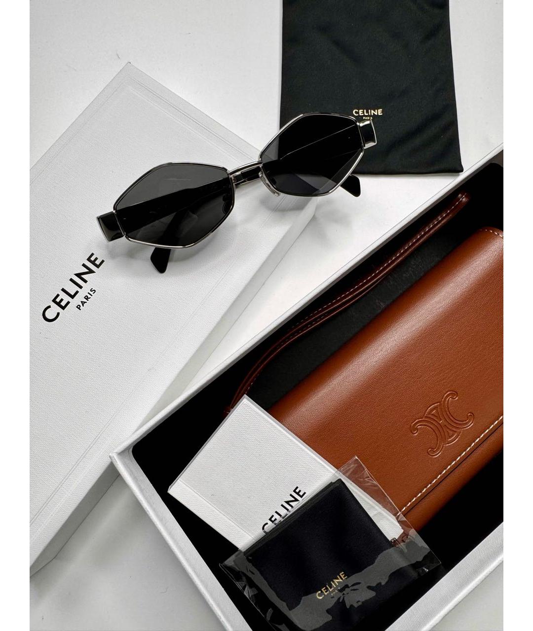 CELINE Серебряные металлические солнцезащитные очки, фото 5