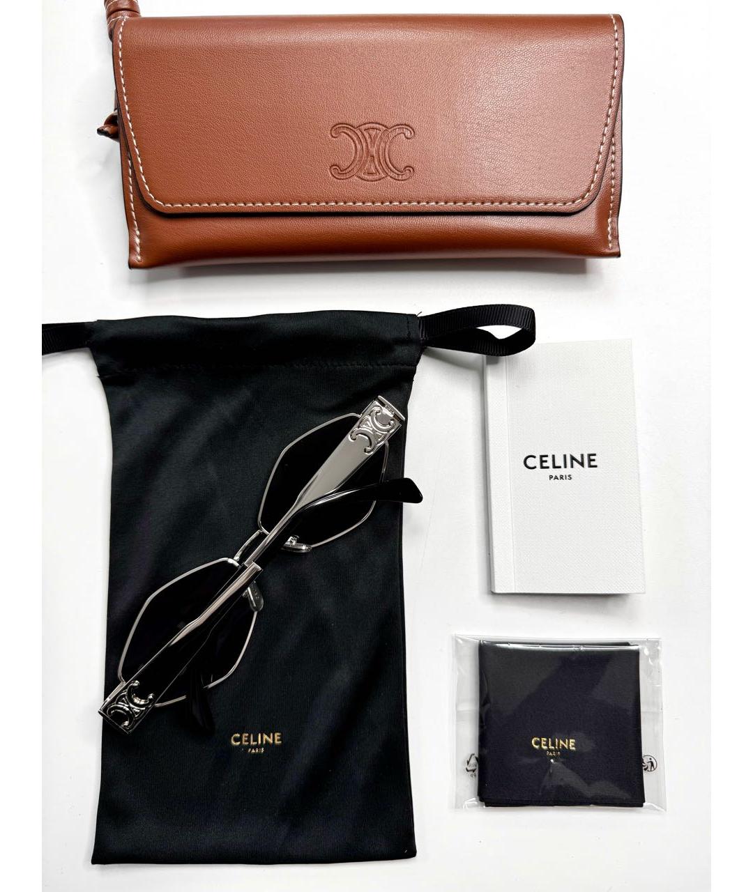 CELINE Серебряные металлические солнцезащитные очки, фото 4