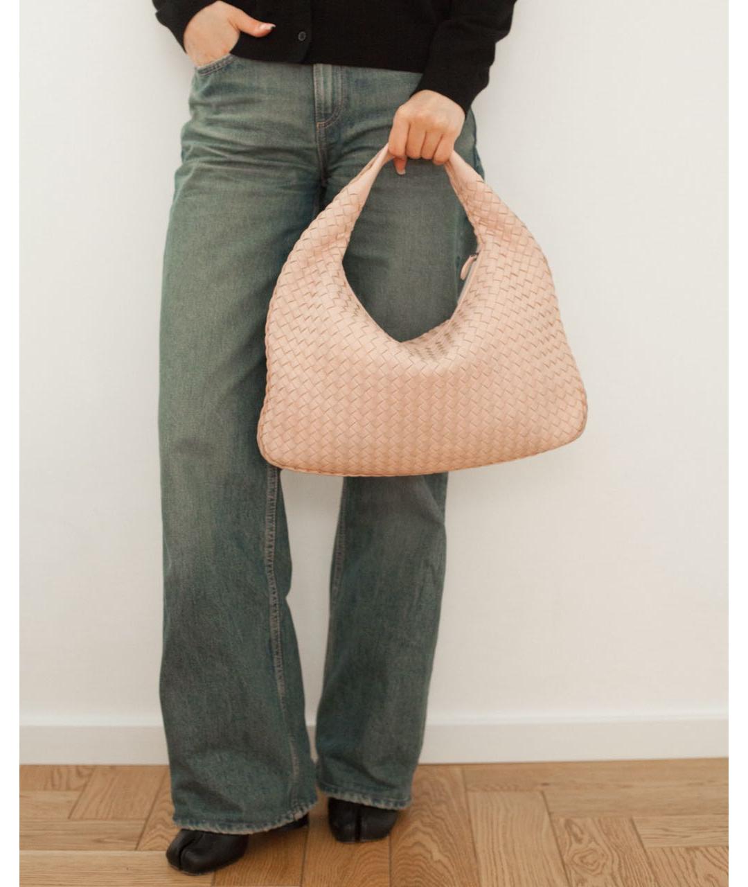 BOTTEGA VENETA Розовая кожаная сумка с короткими ручками, фото 4