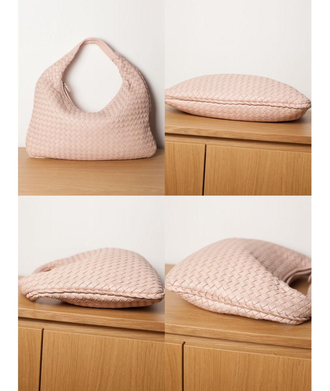 BOTTEGA VENETA Розовая кожаная сумка с короткими ручками, фото 6