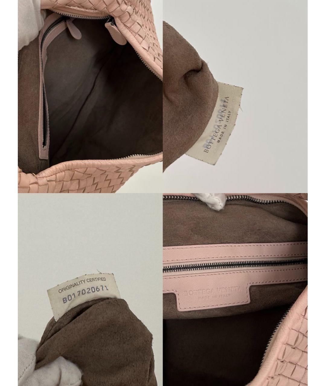 BOTTEGA VENETA Розовая кожаная сумка с короткими ручками, фото 5