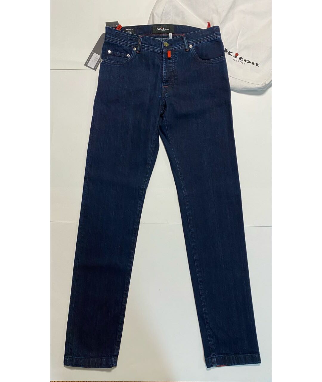 KITON Синие хлопко-полиэстеровые джинсы скинни, фото 9