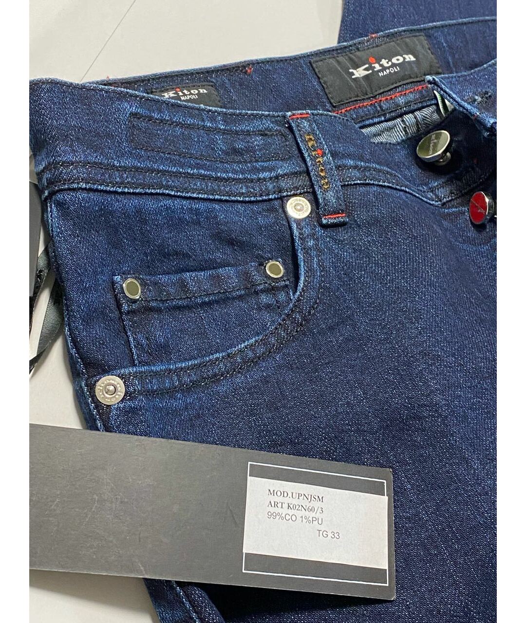 KITON Синие хлопко-полиэстеровые джинсы скинни, фото 8