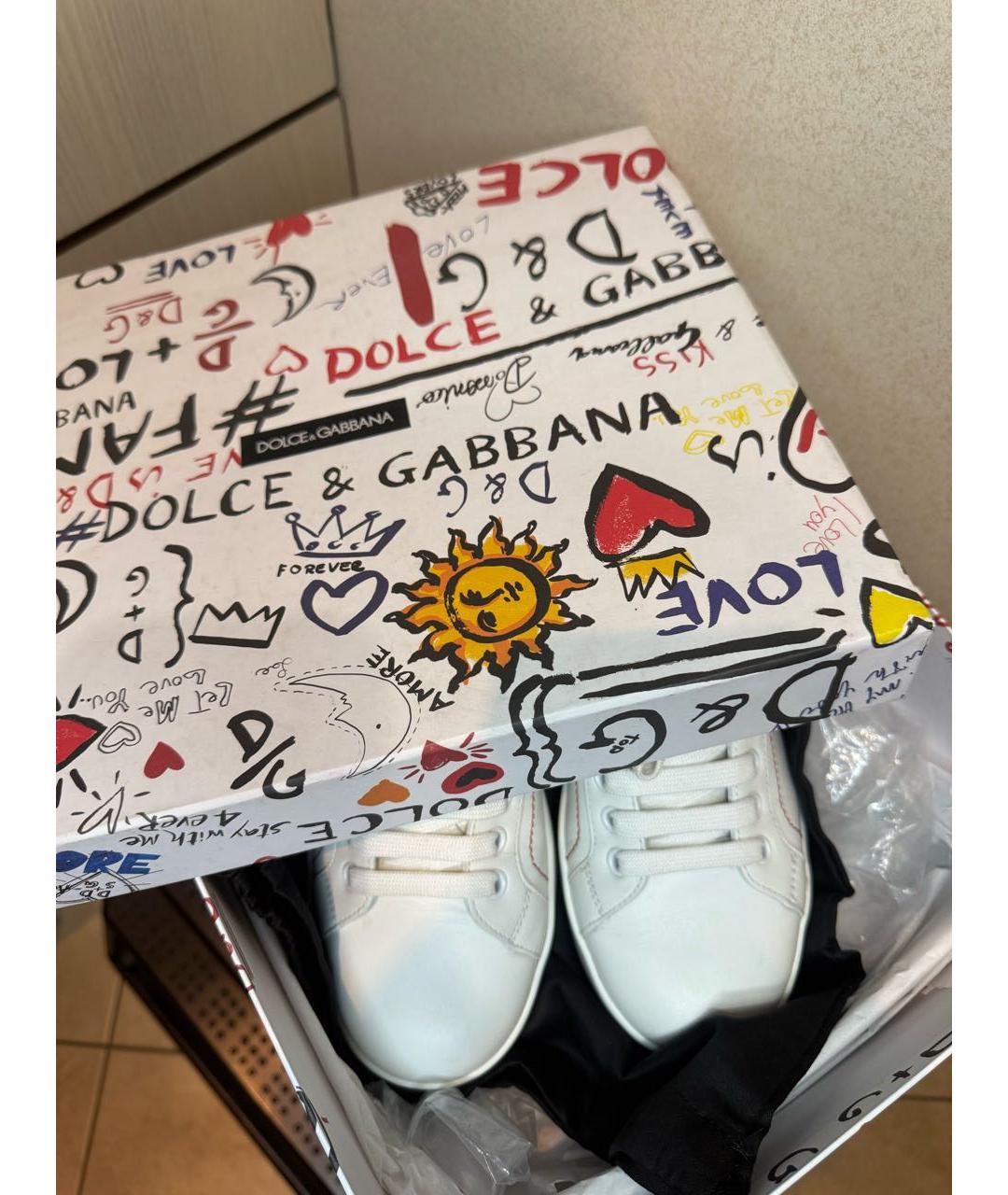 DOLCE&GABBANA Белые кожаные кеды, фото 7