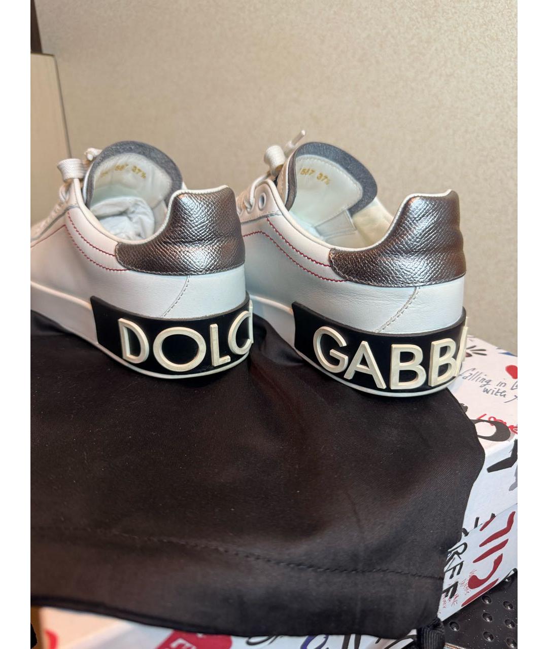 DOLCE&GABBANA Белые кожаные кеды, фото 5