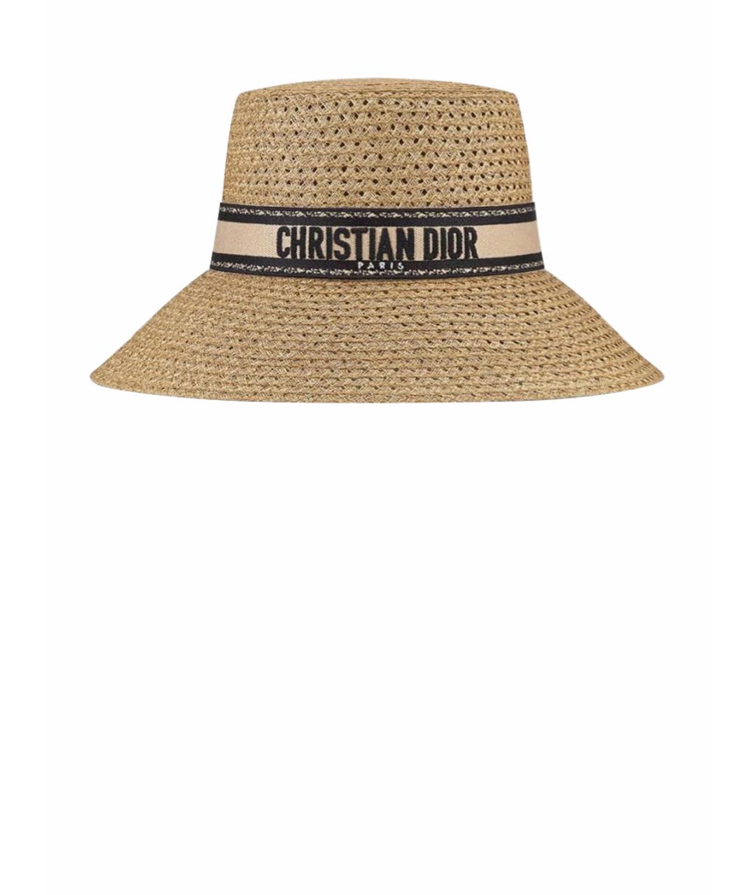 CHRISTIAN DIOR Бежевая соломенная шляпа, фото 1