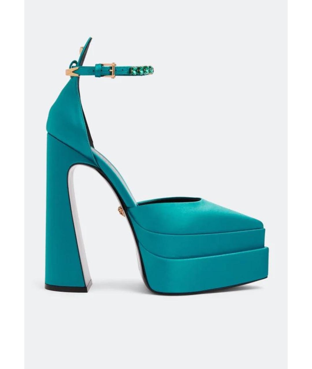 VERSACE Бирюзовые текстильные туфли, фото 6