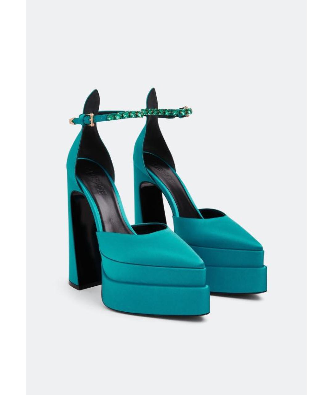 VERSACE Бирюзовые текстильные туфли, фото 2