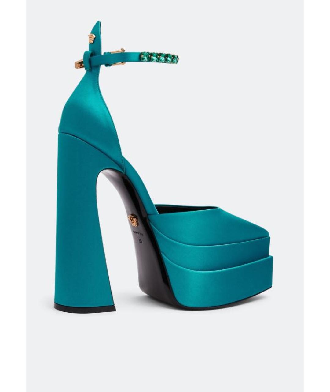 VERSACE Бирюзовые текстильные туфли, фото 3