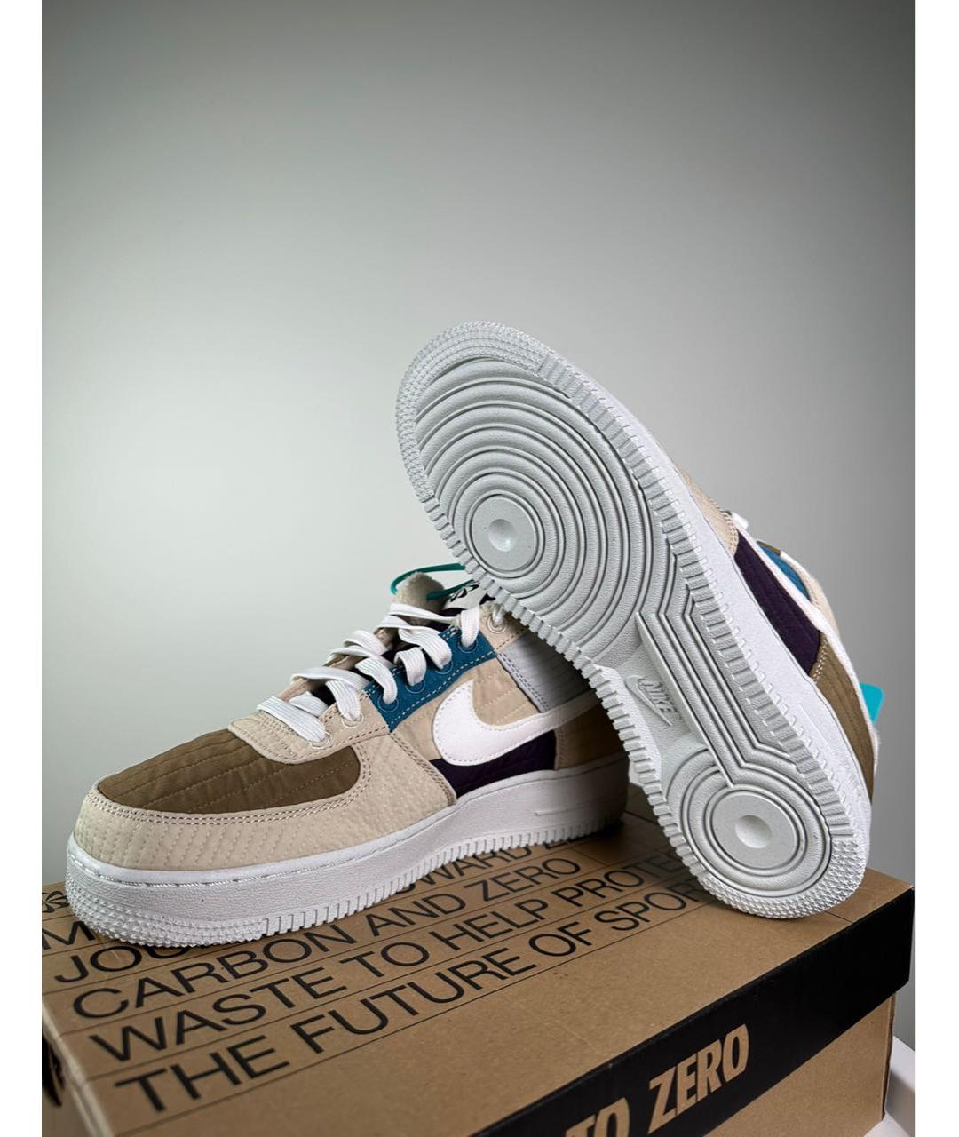 NIKE Бежевые текстильные высокие кроссовки / кеды, фото 5