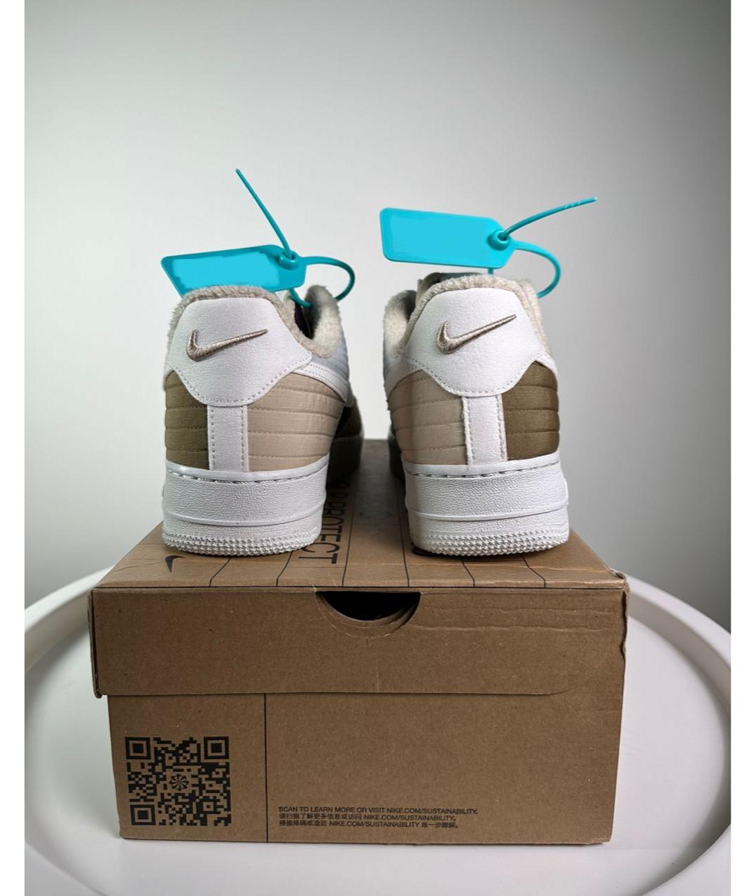 NIKE Бежевые текстильные высокие кроссовки / кеды, фото 4