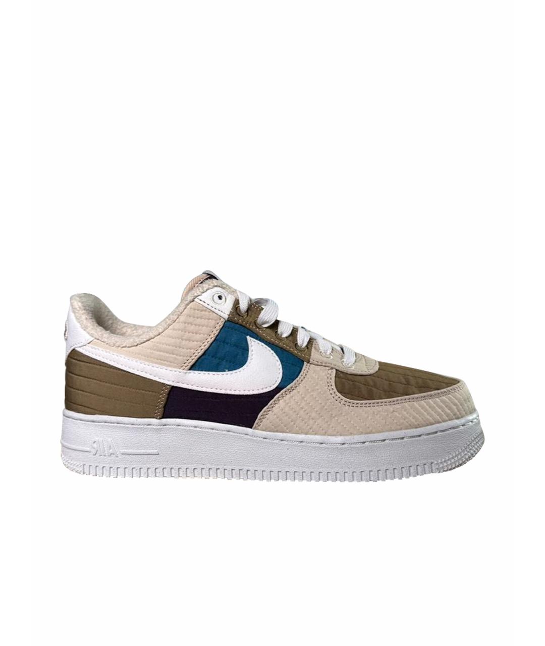 NIKE Бежевые текстильные высокие кроссовки / кеды, фото 1