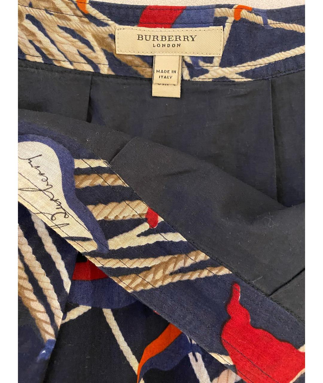 BURBERRY Темно-синяя хлопковая юбка миди, фото 6