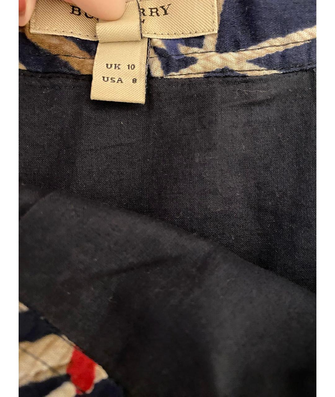 BURBERRY Темно-синяя хлопковая юбка миди, фото 8