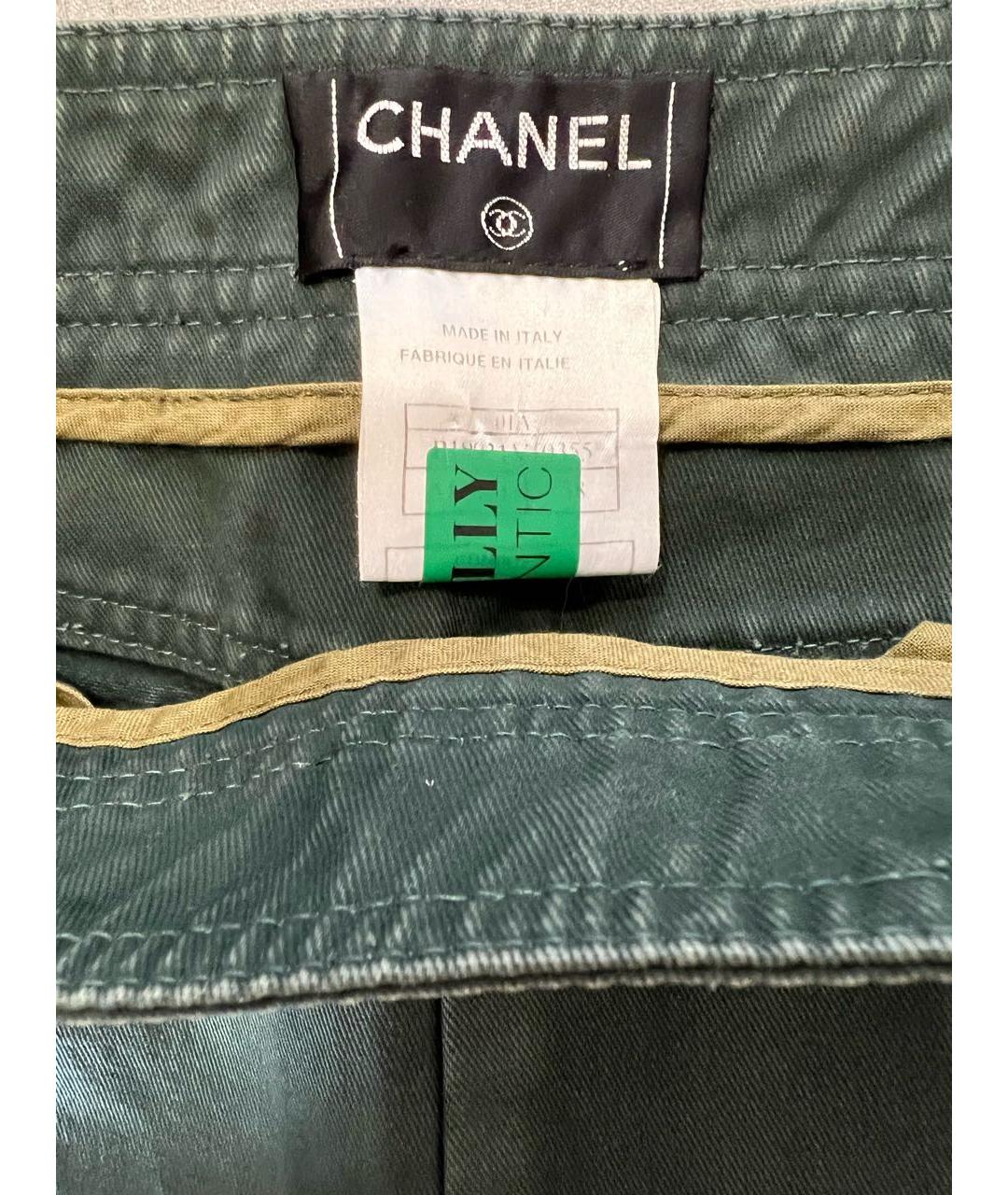 CHANEL Зеленые хлопковые джинсы клеш, фото 5