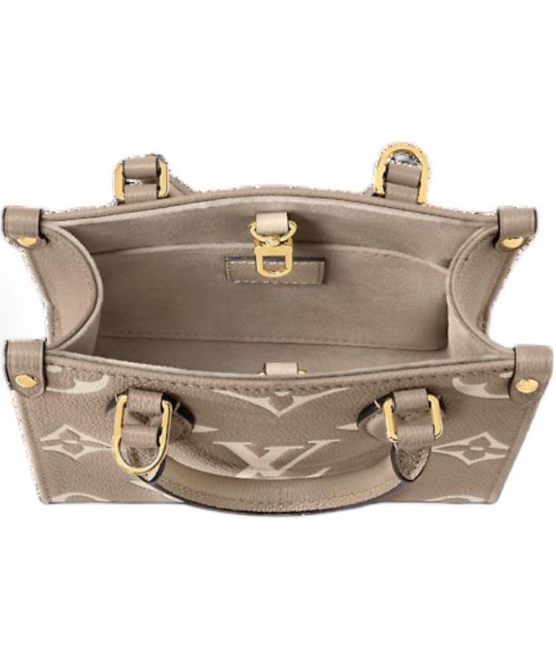 LOUIS VUITTON Бежевая кожаная сумка тоут, фото 4