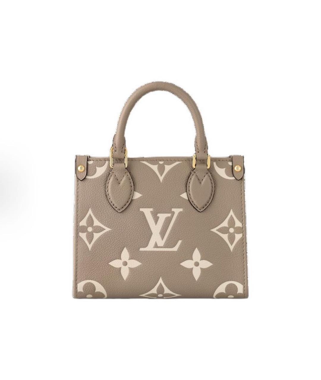 LOUIS VUITTON Бежевая кожаная сумка тоут, фото 5