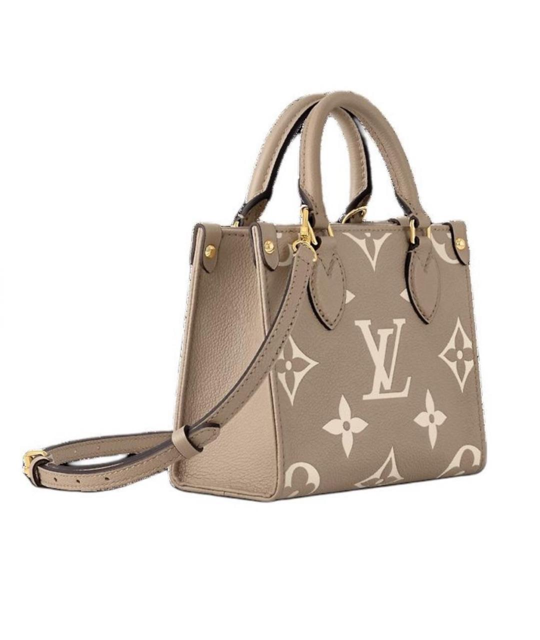 LOUIS VUITTON Бежевая кожаная сумка тоут, фото 2