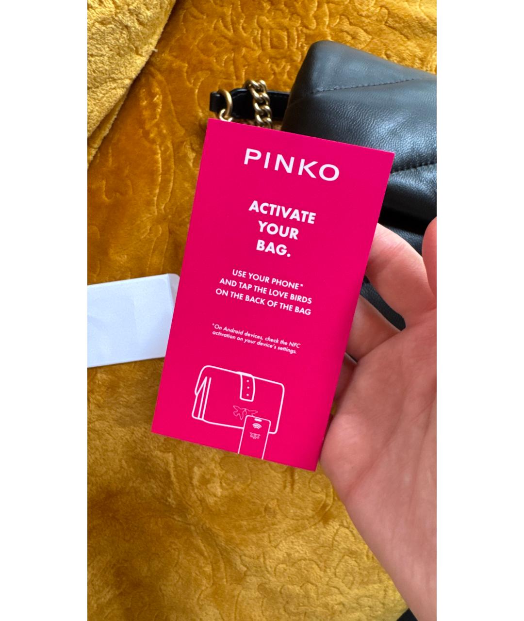 PINKO Черная кожаная сумка через плечо, фото 8