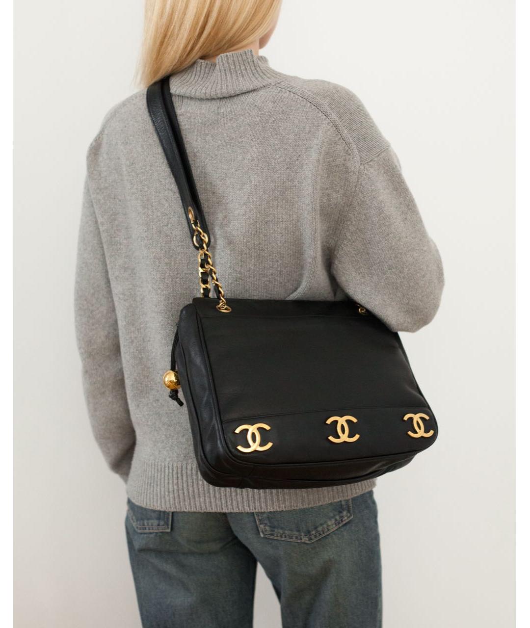 CHANEL Черная кожаная сумка тоут, фото 3