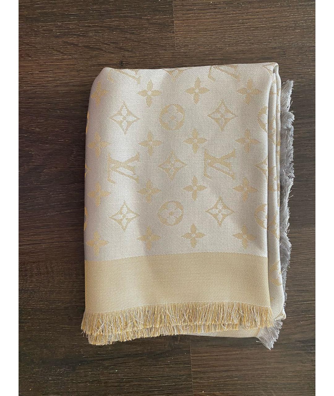 LOUIS VUITTON Бежевый шарф, фото 6