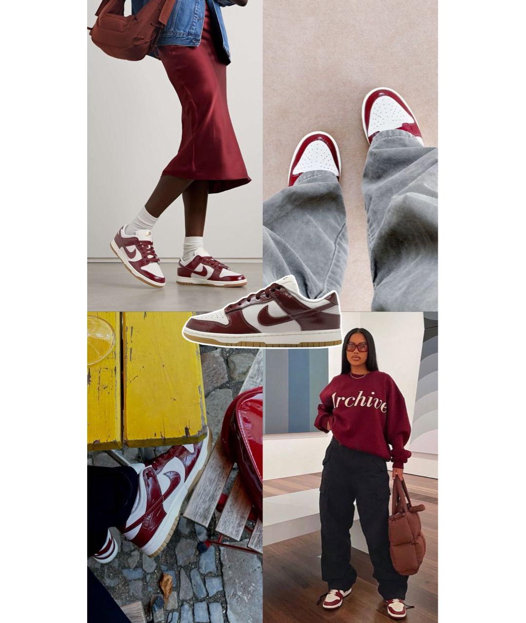 NIKE Бордовые кеды из лакированной кожи, фото 7