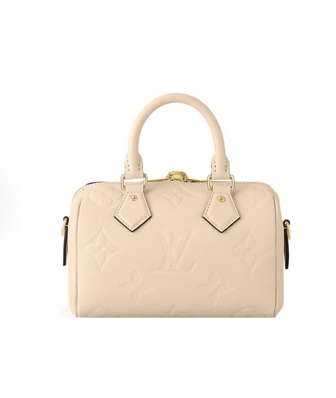 LOUIS VUITTON Бежевая кожаная сумка с короткими ручками, фото 3
