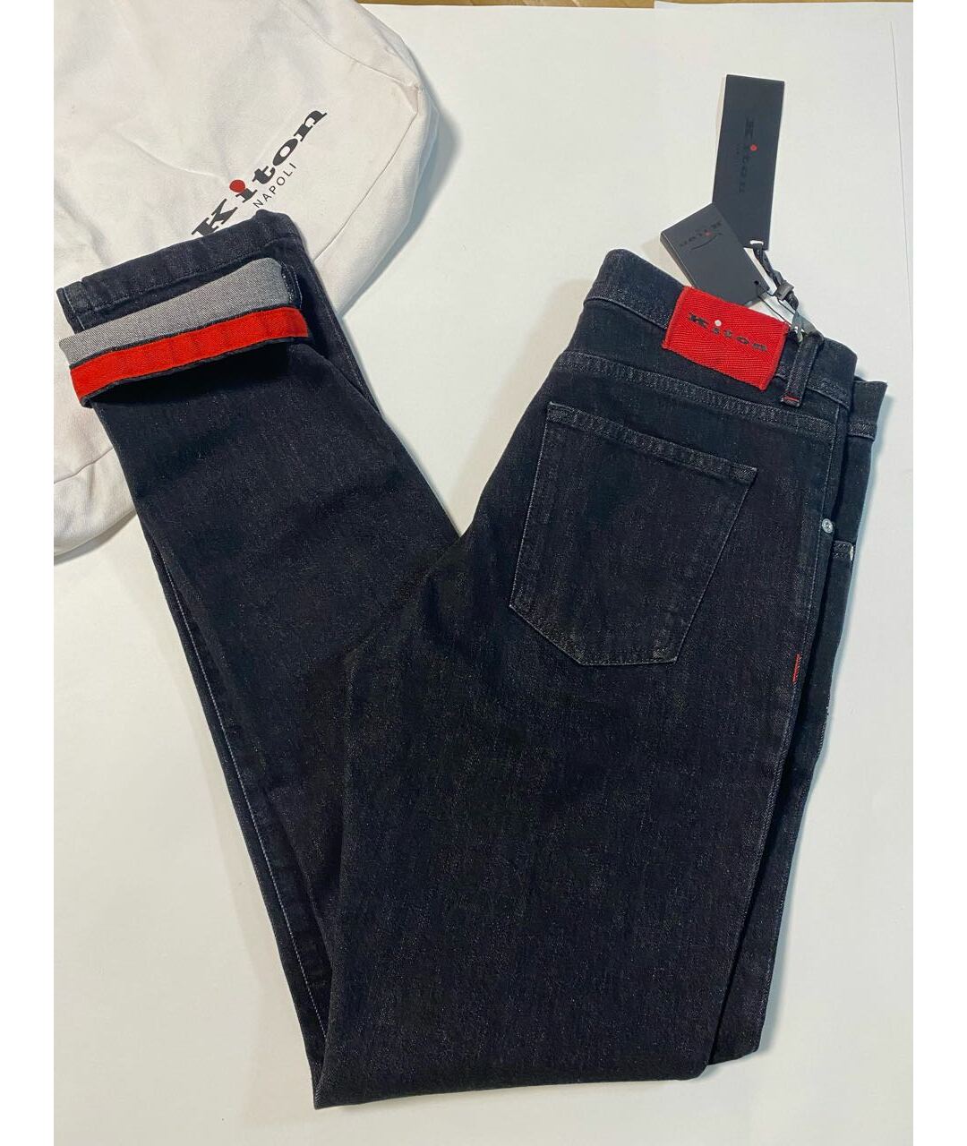 KITON Черные хлопко-эластановые джинсы скинни, фото 4