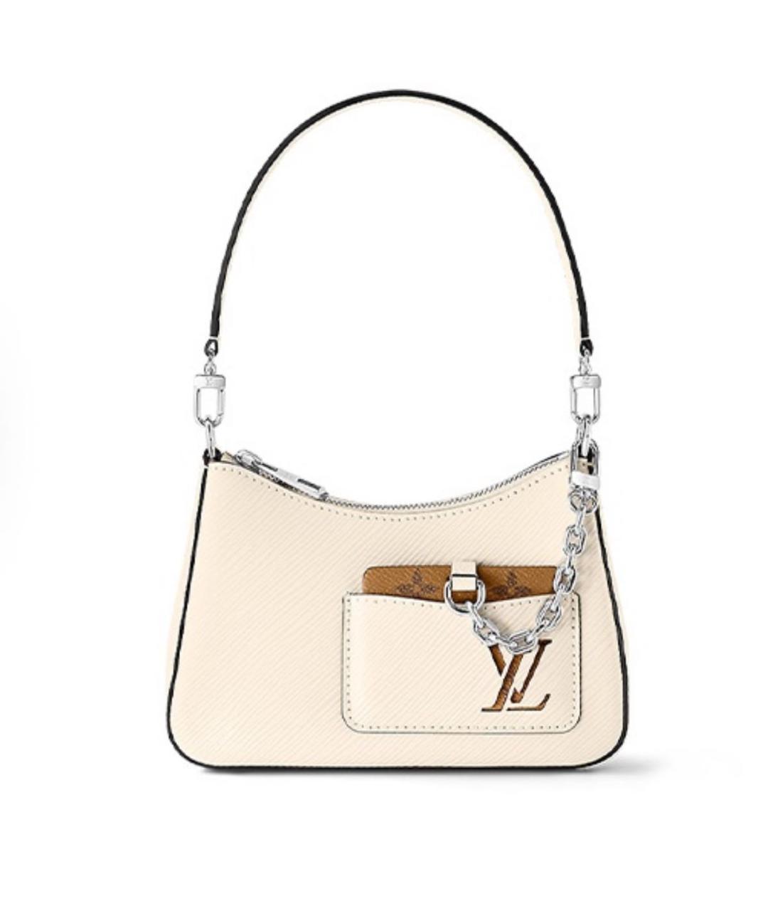 LOUIS VUITTON Бежевая кожаная сумка с короткими ручками, фото 4