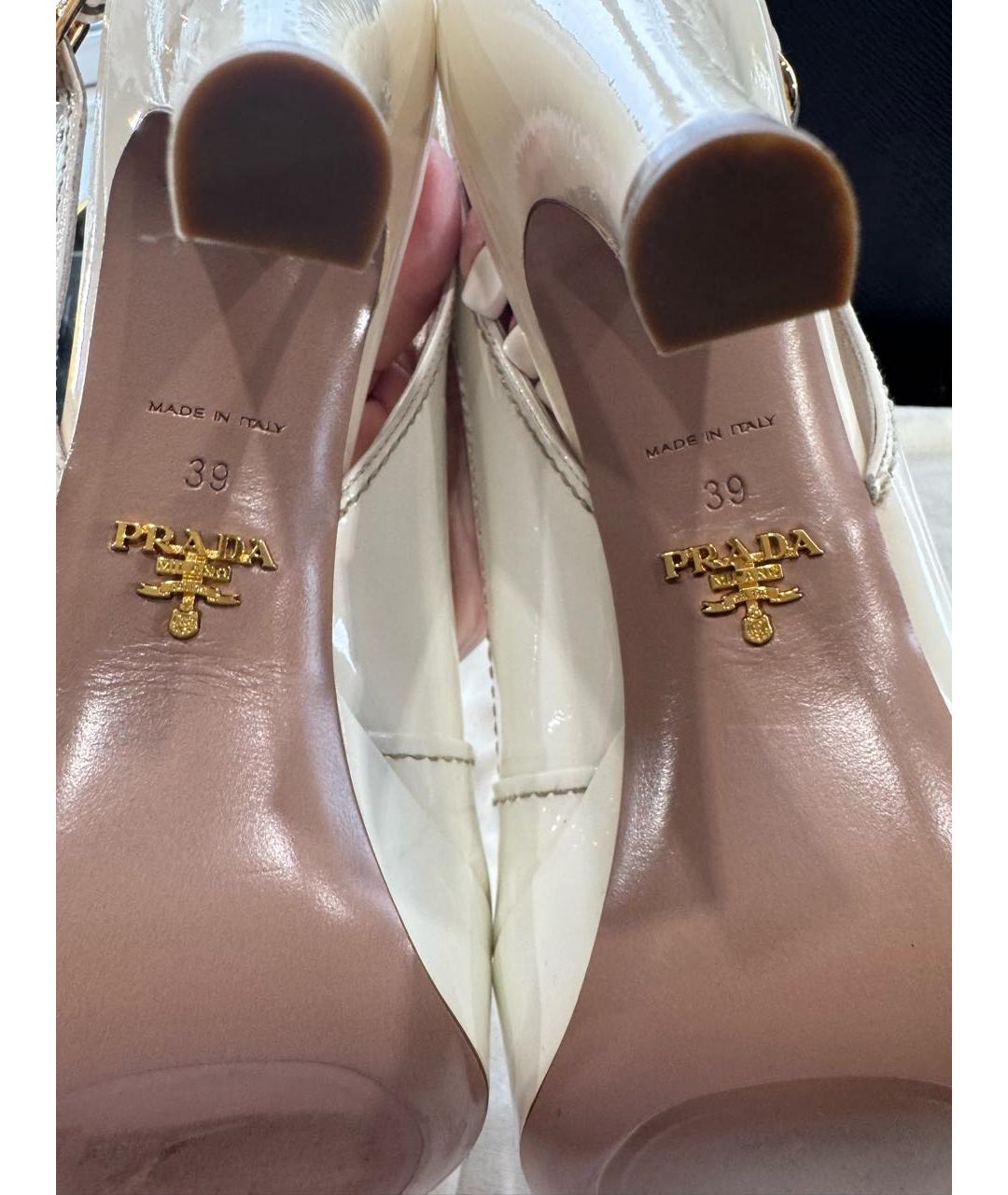 PRADA Белые кожаные босоножки, фото 5
