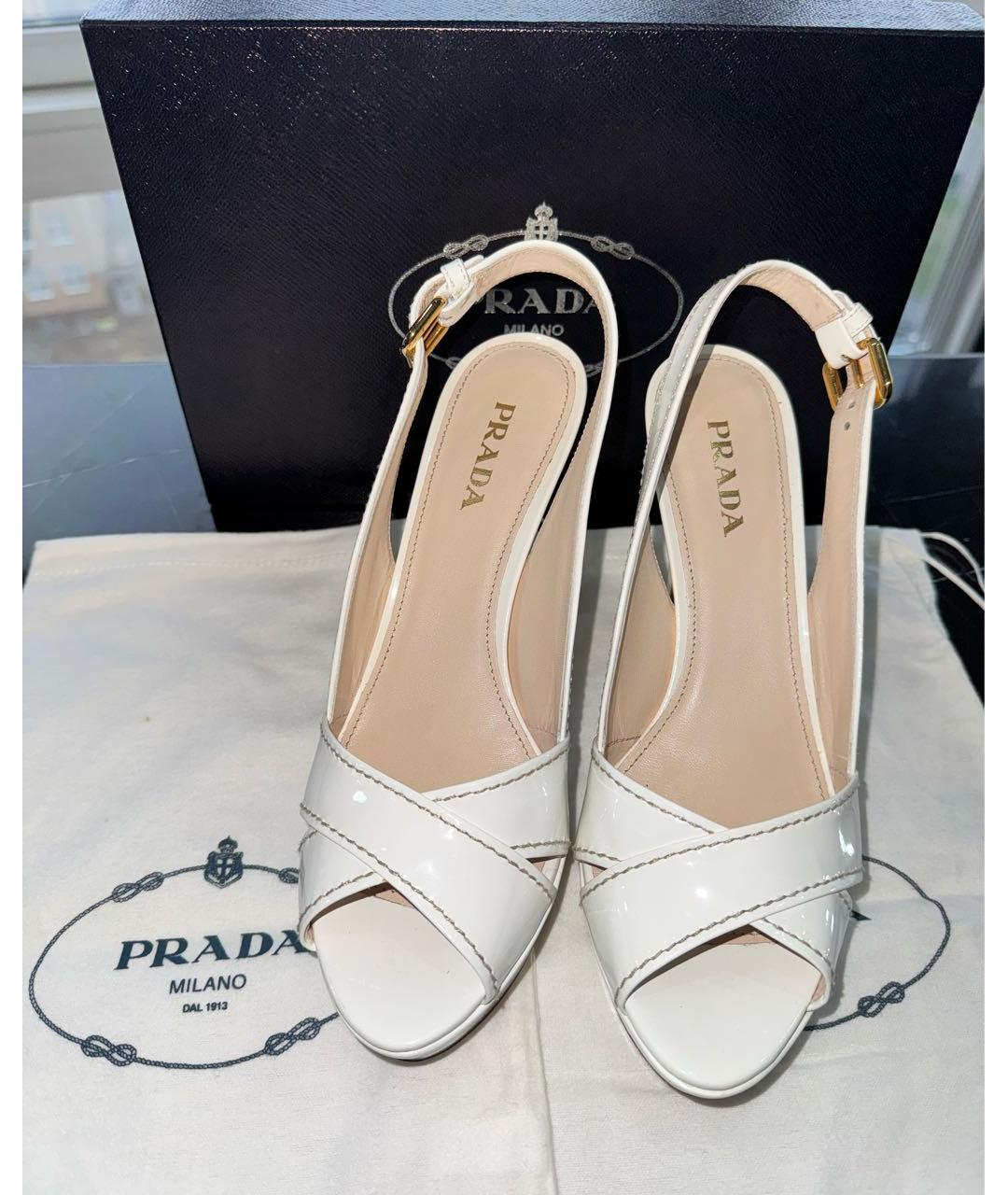 PRADA Белые кожаные босоножки, фото 7