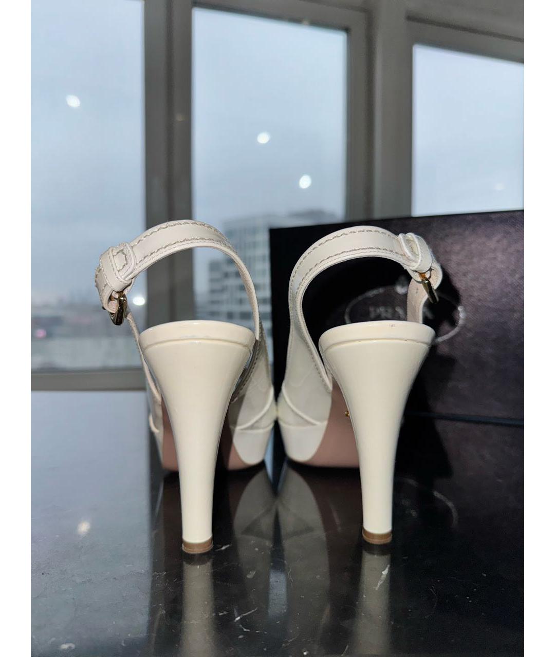 PRADA Белые кожаные босоножки, фото 4