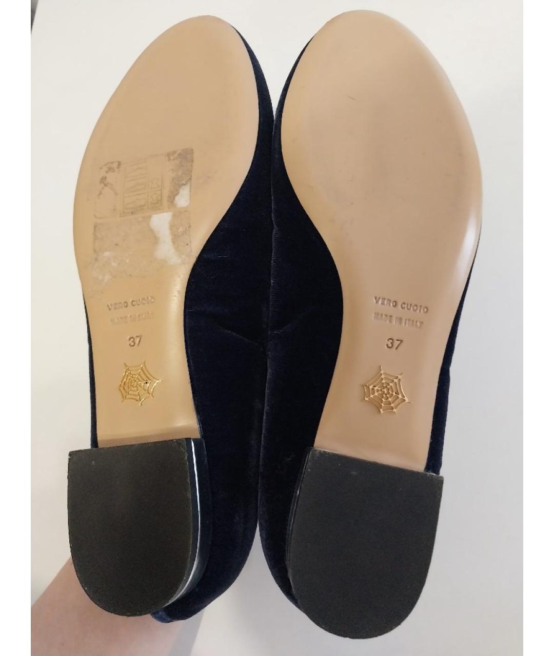 CHARLOTTE OLYMPIA Темно-синие бархатные туфли, фото 4