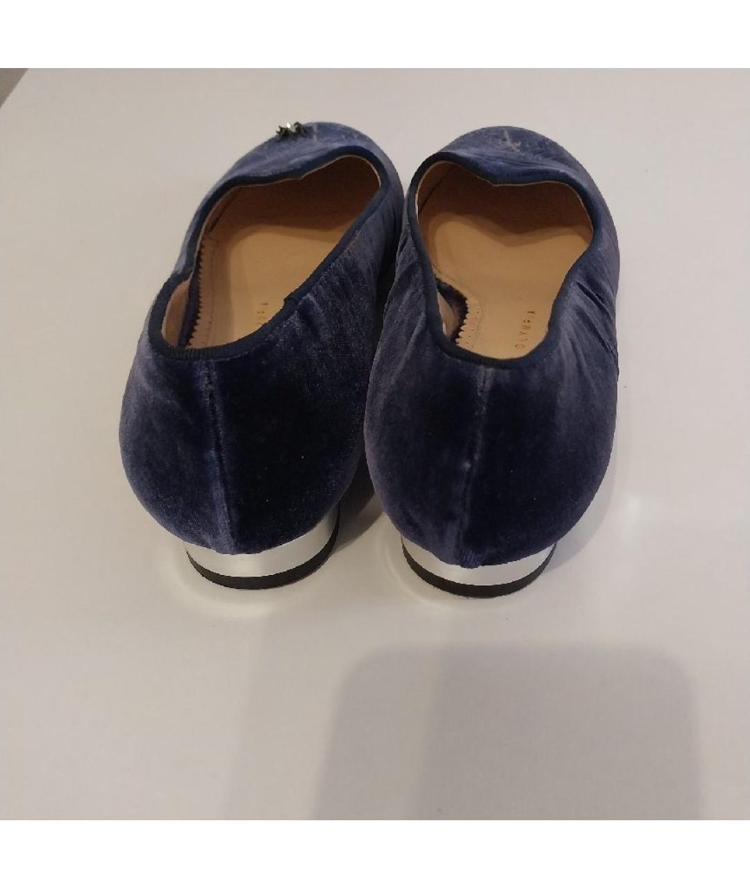 CHARLOTTE OLYMPIA Темно-синие бархатные туфли, фото 3