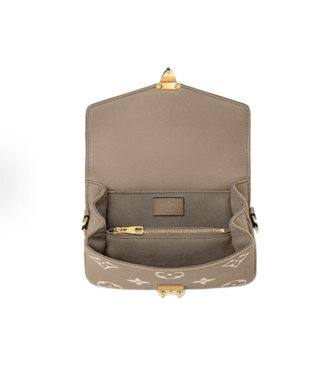 LOUIS VUITTON Бежевая кожаная сумка с короткими ручками, фото 3